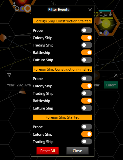 Filter events